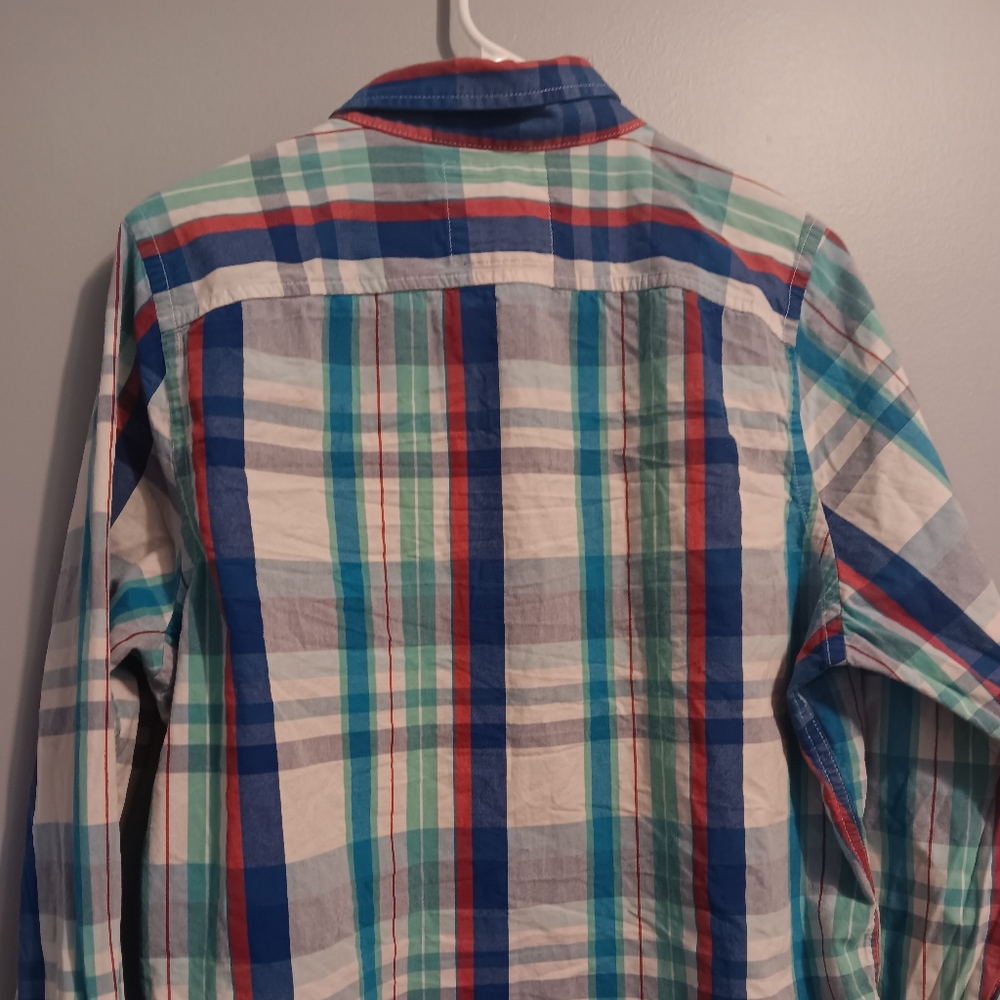 Hollister Blue and Red Casual Button Down Shirt